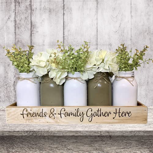 Wood Tray Engraved with 5 Painted Quart or Pint Jars