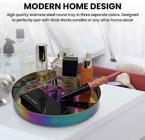 Wick Works 85 In Gold Decorative Round Tray