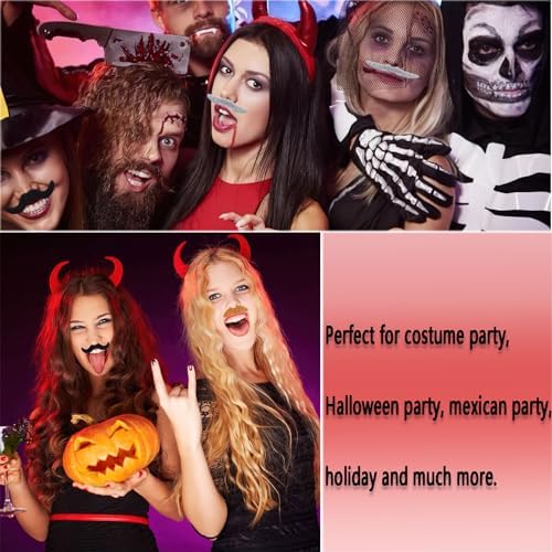 AUOCATTAIL 48PCS Halloween Fake Mustache Prop Set