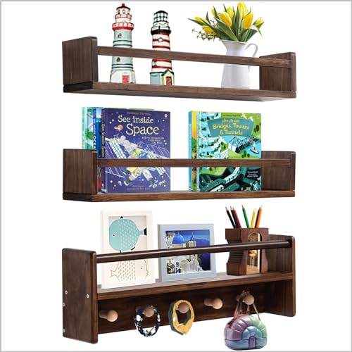 AZSKY 3-Piece Floating Bookshelf for Kids Room