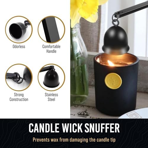 Craft911 3 in 1 Candle Snuffer and Wick Trimmer Kit Black
