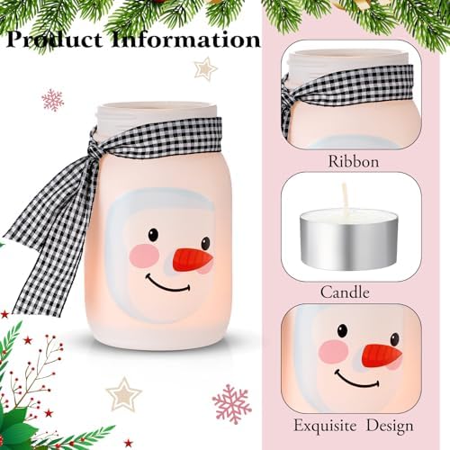 Honeydak 3 Pcs Christmas Centerpiece with Tea Lights and Candles Snowman
