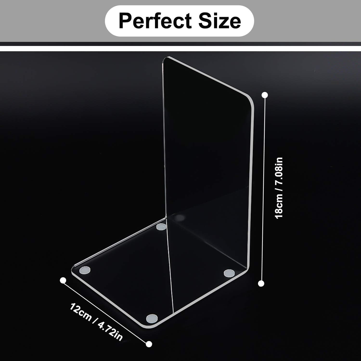 MerryNine Clear Acrylic Book Ends 4pcs Set