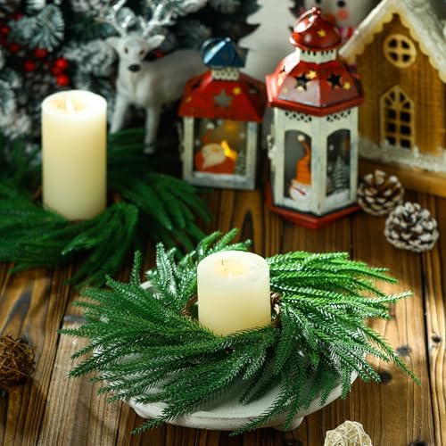 Christmas Candle Wreath 10 Inch Artificial Norfolk Pine 6pcs