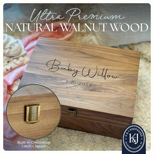 Personalized Baby Keepsake Box in Walnut Wood