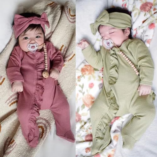 Personalized Newborn Girl Onesie With Ruffled Bow