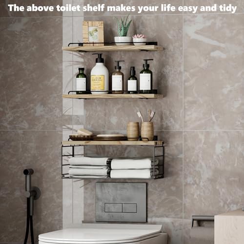 YXDXF Farmhouse Floating Shelf Set of 3 with Guardrail