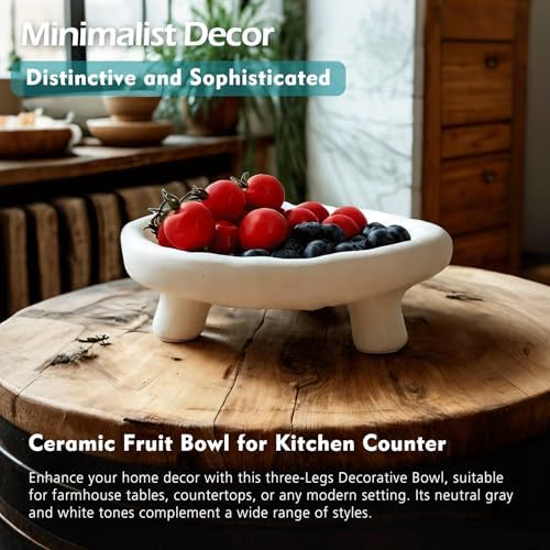 Accessoryway Three-Legs Ceramic Bowl 8 White Footed