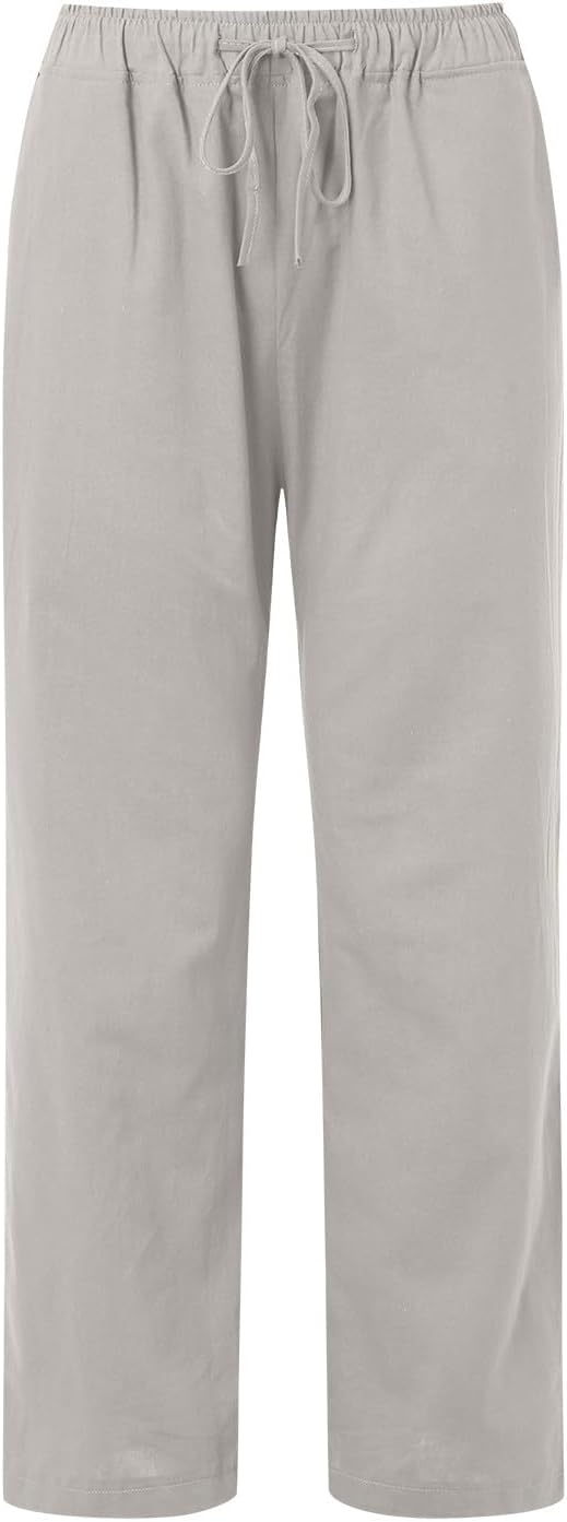 TTBDWiian Casual Linen Drawstring High Waisted Sweatpants for Women 1