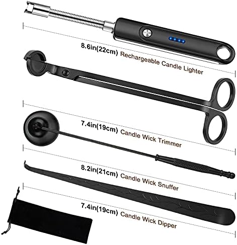 Lsnisni Candle Wick Cutter and Trimmer Set - 4-Piece Windproof Electric Lighter