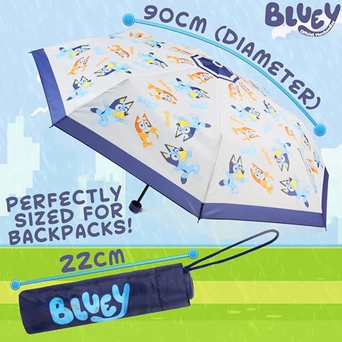 Bluey Kids Folding Umbrella - Telescopic and Lightweight