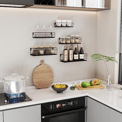 CRUGLA Wall Mounted Floating Shelves Set of 5 Black