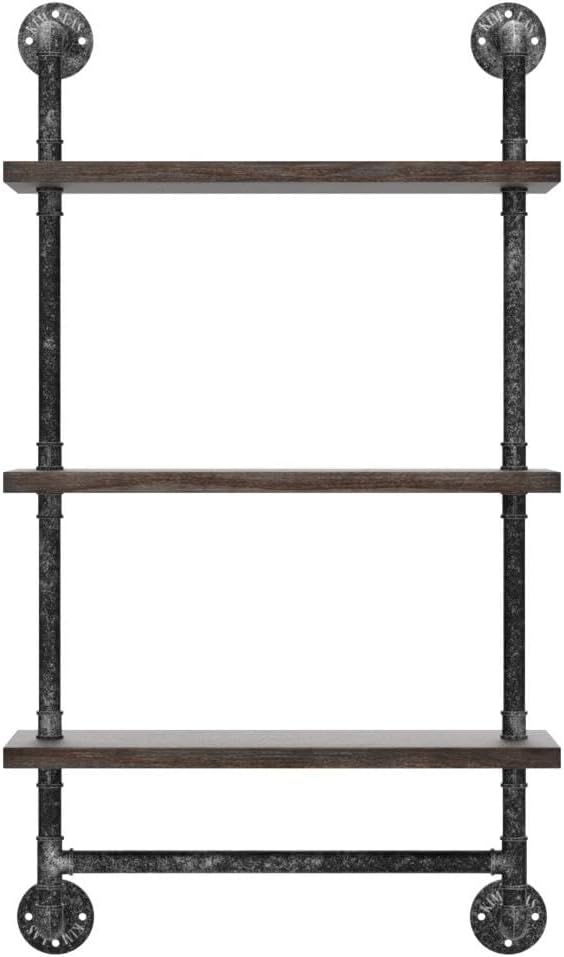 DRIRON Rustic 3-Tier Wall Shelf with Towel Bar24 Industrial Design