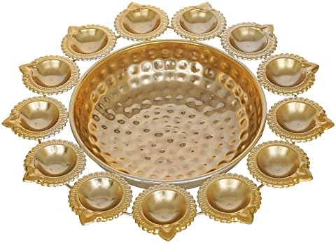 Sharvgun Diya Shape Flower Decorative Urli Bowl