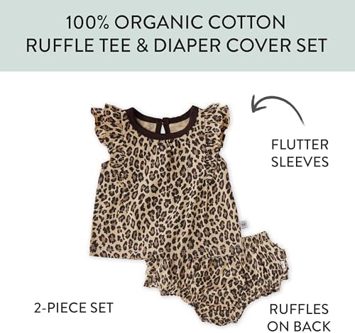 HonestBaby Baby Girls Flutter Tee Tank Top With Ruffle Diaper Cover