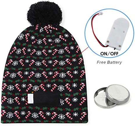 Idgreatim 6 Light LED Ugly Christmas Sweater Hat Beanie Cap for Party