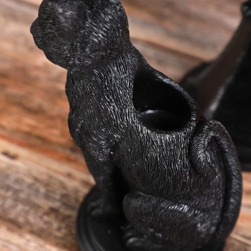 Dark Gothic Candlestick Holder - Raven Cat Wolf Halloween Decor