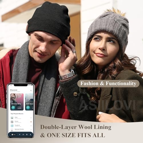 ASIILOVI Bluetooth Beanie with 20hr Playtime