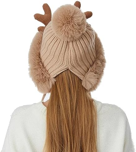 FCLEIH Plush Knit Hat for Winter Men Women Kids