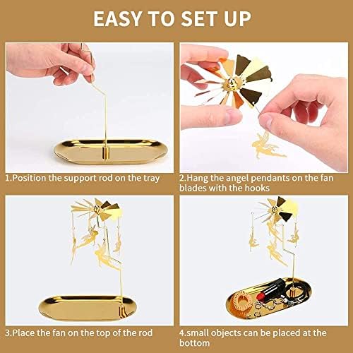 Creahaus Gold Carousel Candle Spinner with Tray