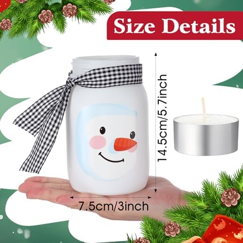 Honeydak 3 Pcs Christmas Centerpiece with Tea Lights and Candles Snowman