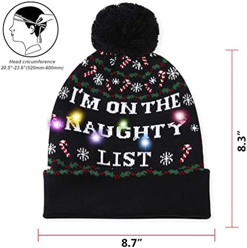 Idgreatim 6 Light LED Ugly Christmas Sweater Hat Beanie Cap for Party