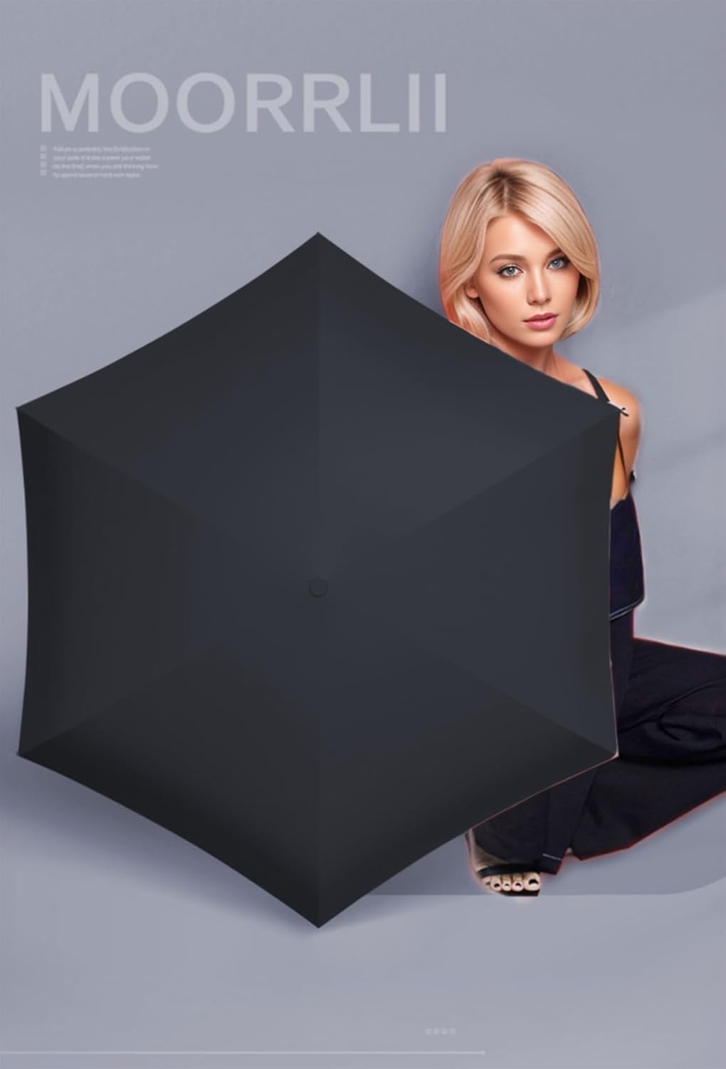 Moorrlii Mini Travel Umbrella - UPF 50 Windproof and Lightweight