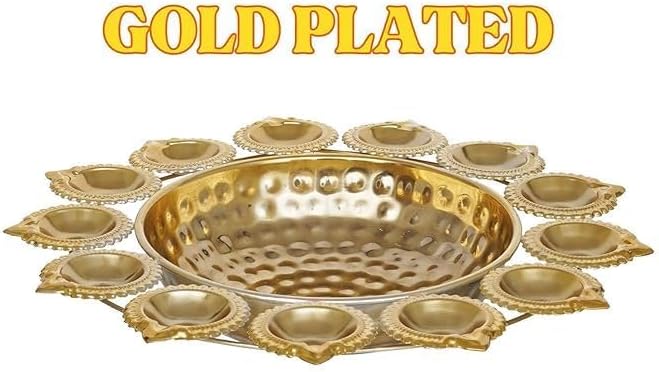 FIRKIRI Gold 14 Inch Floating Flower Urli Bowl