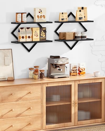 CHOEZON 2-Piece Floating Shelves Set Black Industrial Style