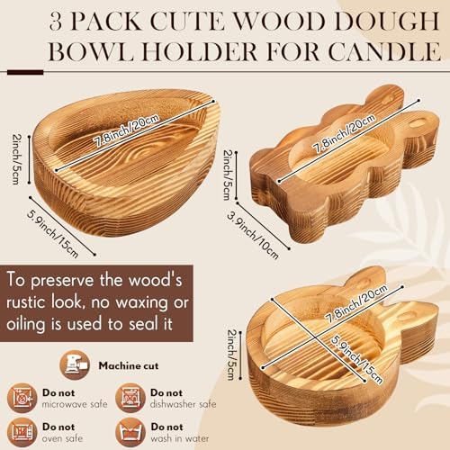 GlikCeil 3 Pack Wooden Candle Dough Bowls Set