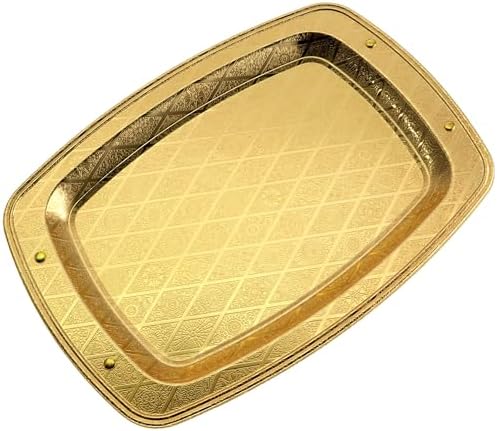 Pack of 2 14x10 Inch Iron Gold Serving Trays