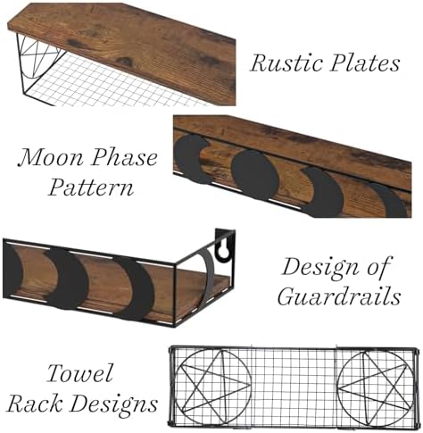 PHAREGE Moon Phase Floating Shelves Set of 3 1