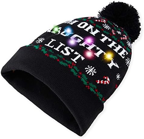 Idgreatim 6 Light LED Ugly Christmas Sweater Hat Beanie Cap for Party