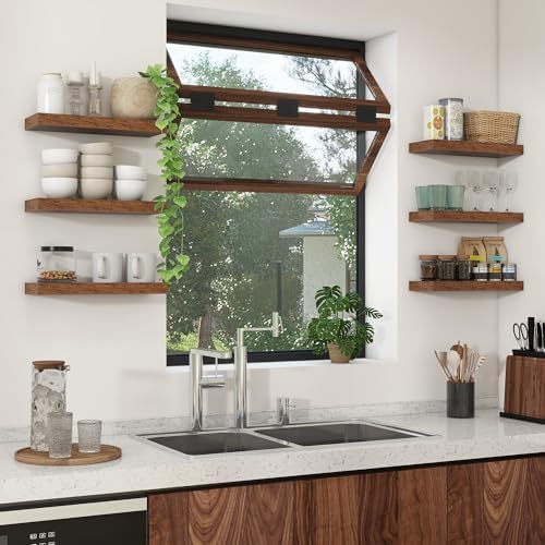 Heimlove Floating Shelves 16 Inch Set of 2 Brown 1