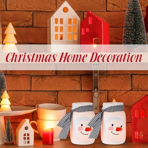 Honeydak 3 Pcs Christmas Centerpiece with Tea Lights and Candles Snowman