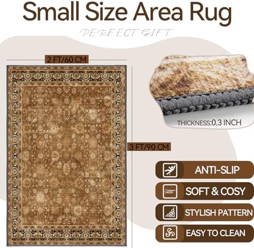 Hargiis Area Rug Bohemian Runner with Non-Slip TPE Backing