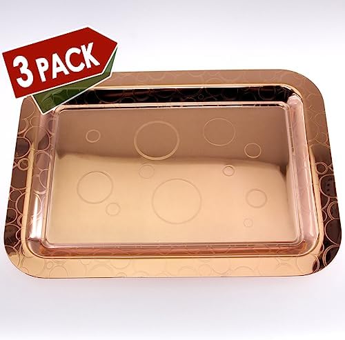Pack of 3 20x143 Inch Gold Plated Mirror Serving Trays 1