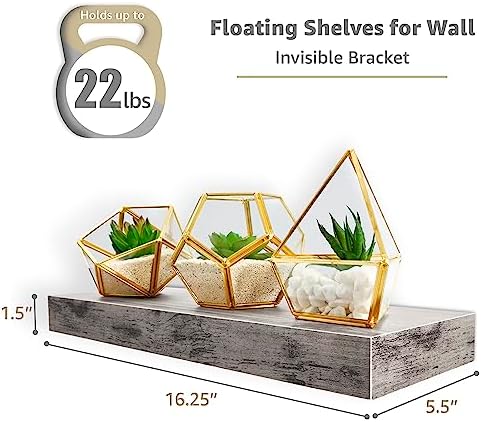 Sorbus Floating Shelves 4 Pack 16 Grey Wall Mount Storage