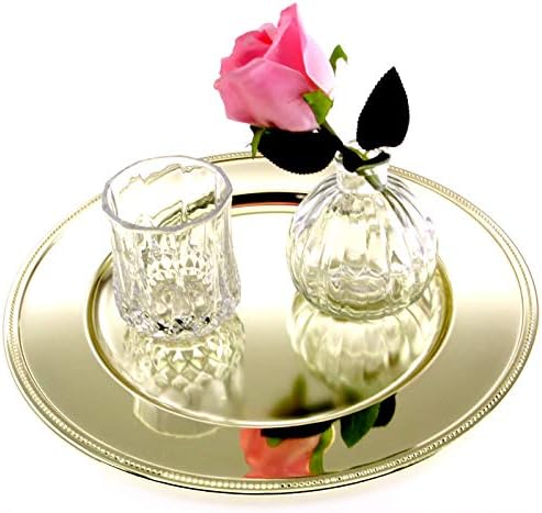 Pack of 4 122 Inch Round Gold Plated Serving Trays