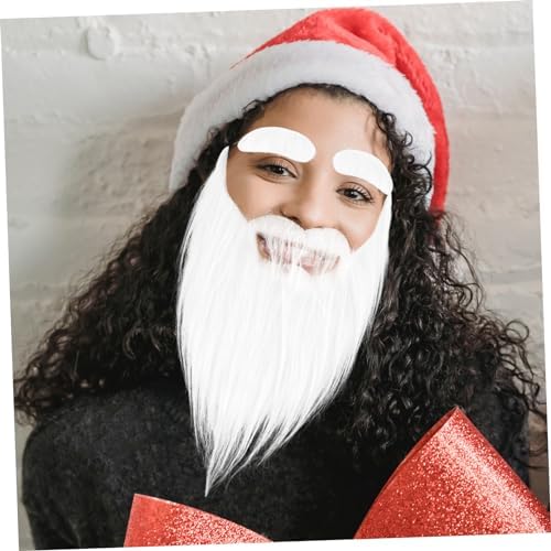 WESIEVYA 1 Set White Plush Fake Mustache Christmas Beard Halloween Props