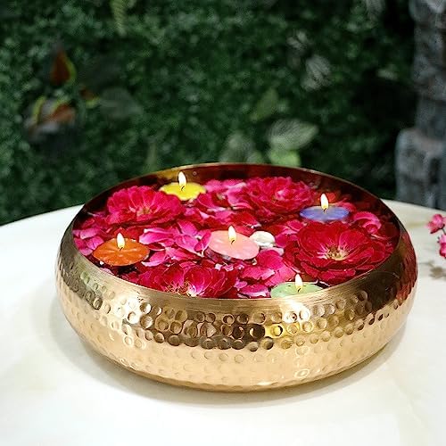 SATVIK Decorative Copper Urli with Hammered Design