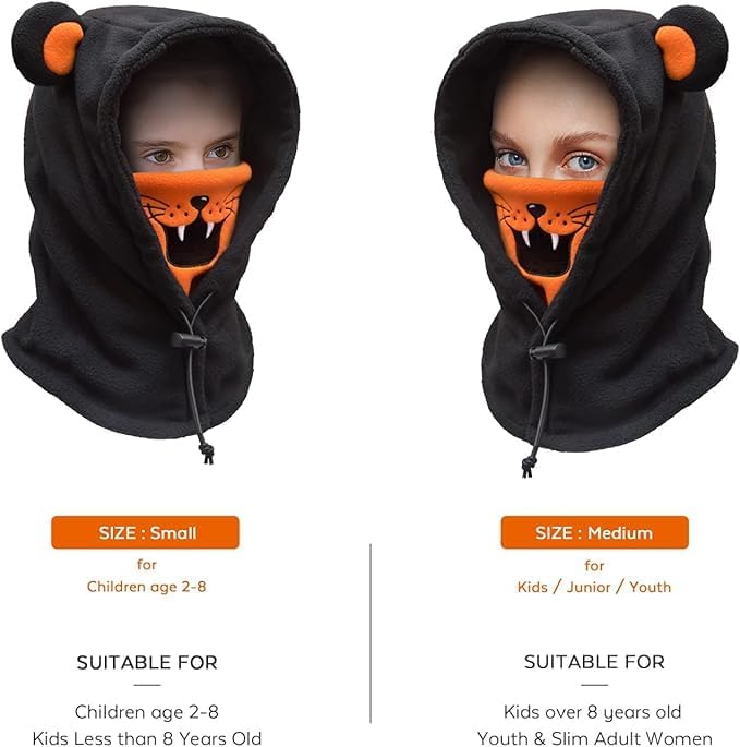 BLUEMARS Kids Balaclava Ski Mask - Windproof Fleece Face Hood for Winter