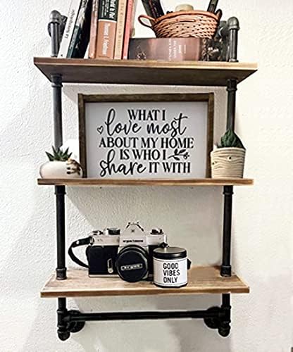 DRIRON Rustic 3-Tier Wall Shelf with Towel Bar24 Industrial Design