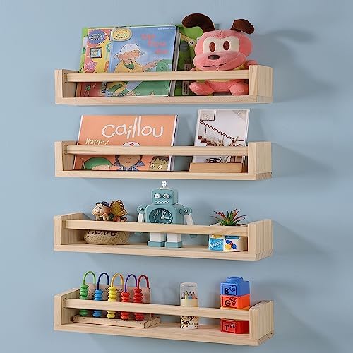 DUICIRX 4-Piece Floating Book Shelves for Kids Room