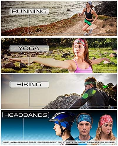 KALILY 12PCS Headband Bandana - Microfiber Face Shield Headwrap Scarf Neck Gaiter Hair Band