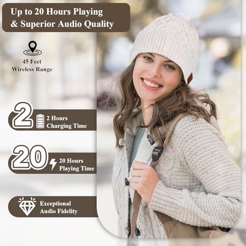 ASIILOVI Bluetooth Beanie with 20hr Playtime