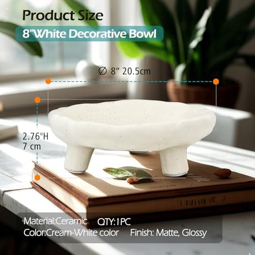 Accessoryway Three-Legs Ceramic Bowl 8 White Footed