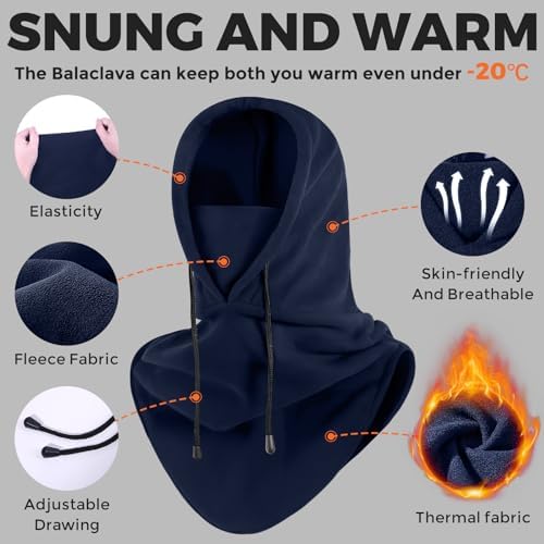 AURUZA Fleece Balaclava Ski Mask for Men Women
