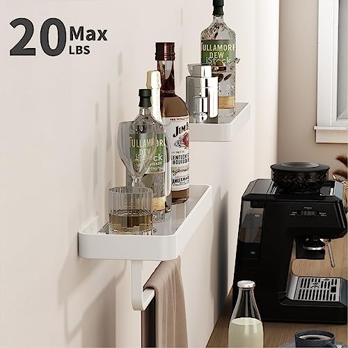 Danpoo 16-Inch Floating Bathroom Shelves with Towel Bar