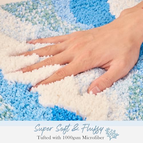 DyeFury Blue Ocean Wave Bath Mat 31x21